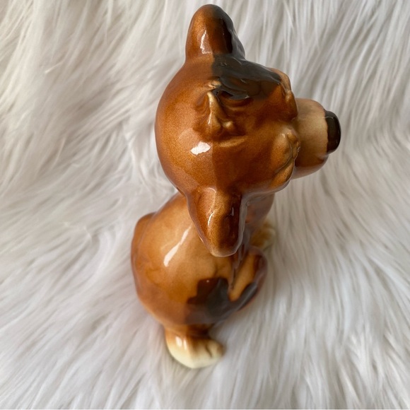 Vintage Royal Copley Ceramic Terrier Puppy Dog Sitting Brown Figurine 50’s Cute - Picture 4 of 9